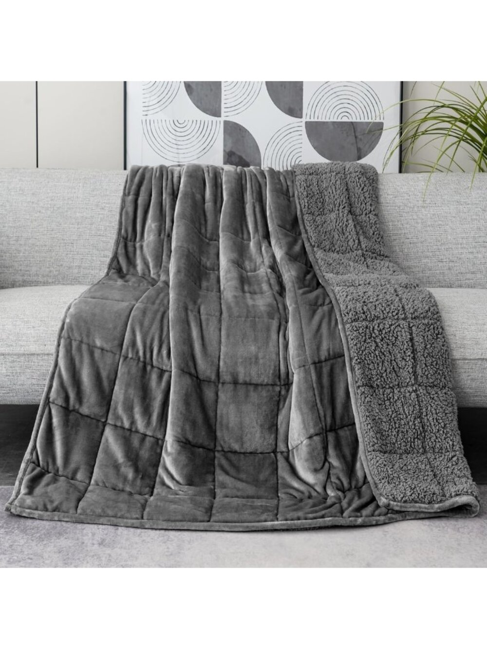 15 lbs Twin Size Weighted Blanket for Adults, Cozy Grey 48" x 72", Stress Relief